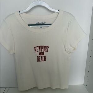 Brandy Melville Ivory Tee with Red Newport Print